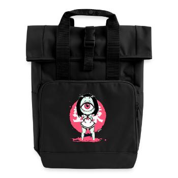Kawaii-Monster Girl mit einem Auge - Rolltop Rucksack mit zwei Griffen - Schwarz - Vorne