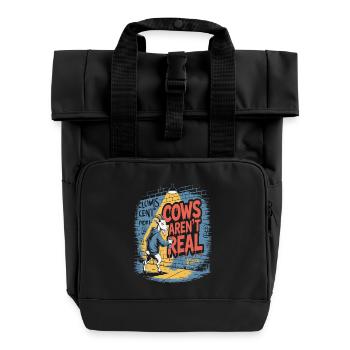 Chèvre avec bombe aérosol et vache folle disant - Sac à dos Roll Top à deux anses - noir - Devant