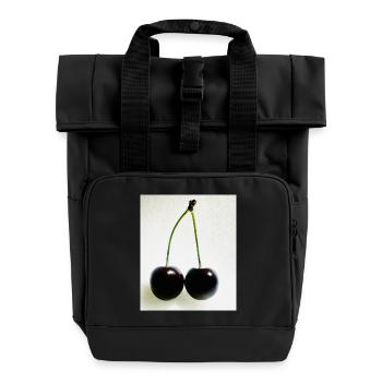 Cherry - Roll Top Backpack with Two Handles - black - Front