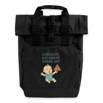 Cool, cute baby design for all kids - Roll Top Backpack with Two Handles - black - Front