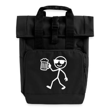 Stick Figure Beer - Roll Top Backpack with Two Handles - black - Front