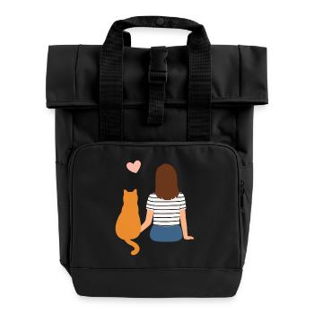 Woman Minette and her mistress, complicity - Roll Top Backpack with Two Handles - black - Front