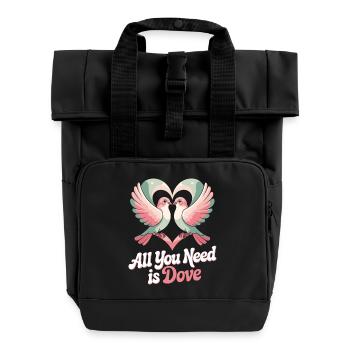 Wortspiel Vogeltaube Humor - Rolltop Rucksack mit zwei Griffen - Schwarz - Vorne