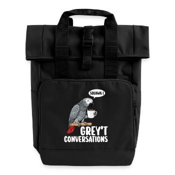 African Grey Parrot Bird Humor - Roll Top Backpack with Two Handles - black - Front