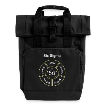 Six Sigma Prozess: Definieren, Messen - Rolltop Rucksack mit zwei Griffen - Schwarz - Vorne