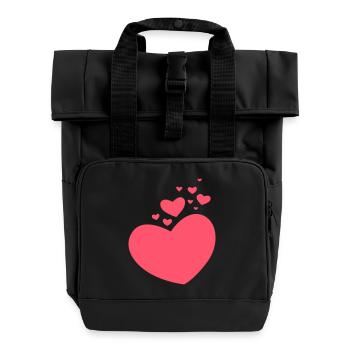 Kleine und große Herzen - Rolltop Rucksack mit zwei Griffen - Schwarz - Vorne
