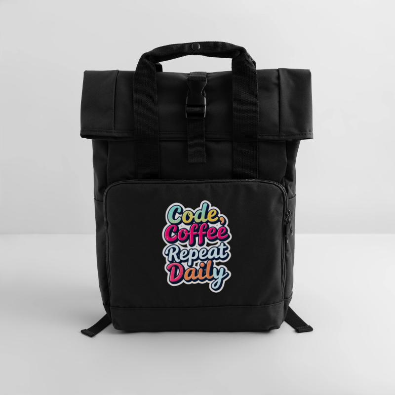 Code Sleep Debug Repeat Programmer Shirt Roll Top Backpack with Two Handles