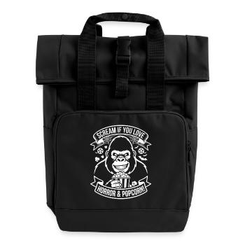 Schrei Gorilla Popcorn Design - Rolltop Rucksack mit zwei Griffen - Schwarz - Vorne