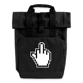 Middle Finger Cursor Middlefinger - Roll Top Backpack with Two Handles - black - Front