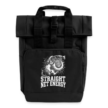 Katze, richtig Netzenergie, Basketball, getigerte Katze, lustig - Rolltop Rucksack mit zwei Griffen - Schwarz - Vorne
