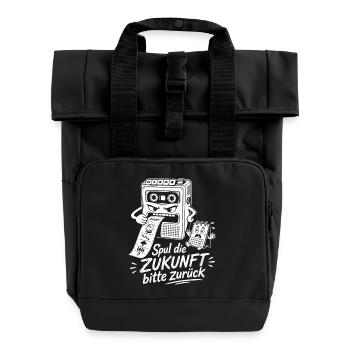 Spul die Zukunft bitte zurück - Rolltop Rucksack mit zwei Griffen - Schwarz - Vorne