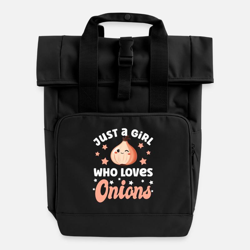 onion - Roll Top Backpack with Two Handles - black