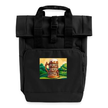 Ein Fachwerkhaus in Form eines Bieres - Rolltop Rucksack mit zwei Griffen - Schwarz - Vorne
