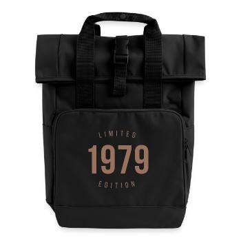 1979 Limited Edition Retro Style Birthday Gift - Roll Top Backpack with Two Handles - black - Front