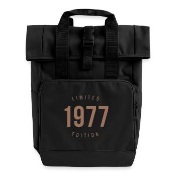 1977 Limited Edition Retro Style Birthday Gift - Roll Top Backpack with Two Handles - black - Front