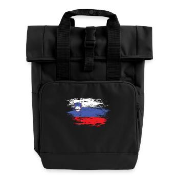 Slovenia flag used - Roll Top Backpack with Two Handles - black - Front