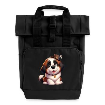Saint Bernard 8 - Roll Top Backpack with Two Handles - black - Front