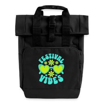Festival Vibes - Rolltop Rucksack mit zwei Griffen - Schwarz - Vorne