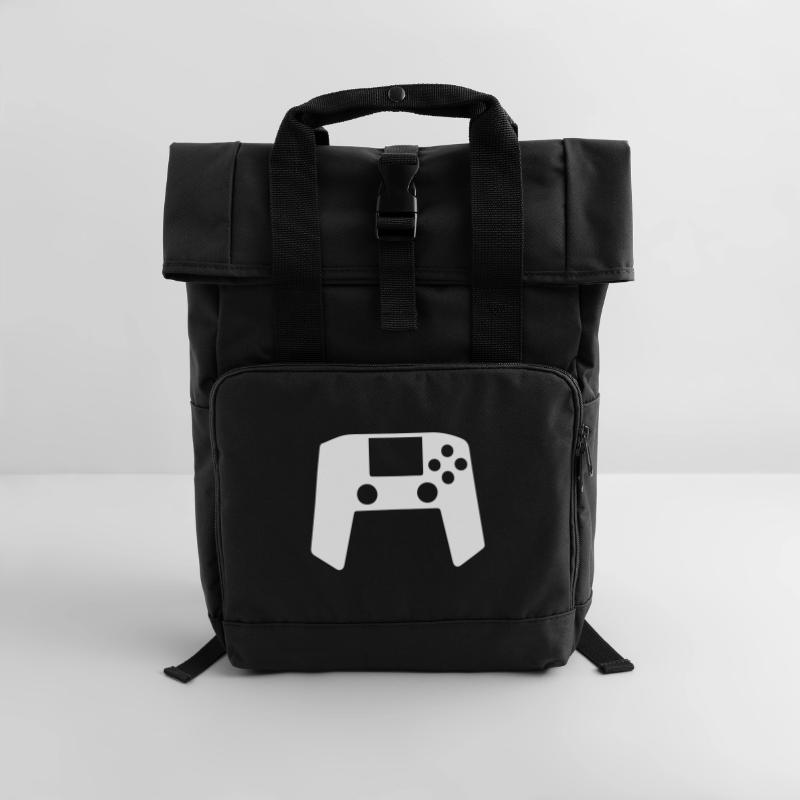 Retro Controller Roll Top Backpack with Two Handles