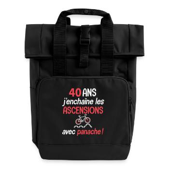 Vélo 40 ans ascension avec panache anniversaire - Sac à dos Roll Top à deux anses - noir - Devant