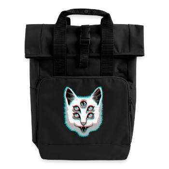 Glitch Cat - Roll Top Backpack with Two Handles - black - Front