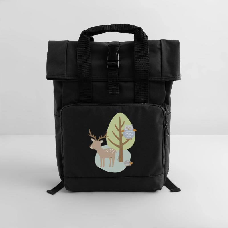 Patch_Hirsch2 Rolltop Rucksack mit zwei Griffen