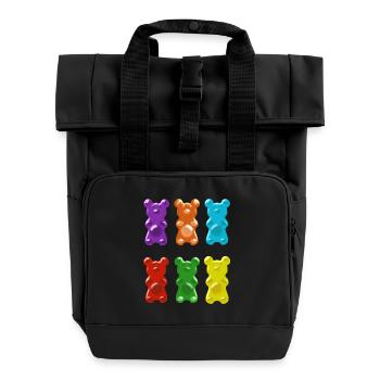 gummibärchen,bärchen,süß - Rolltop Rucksack mit zwei Griffen - Schwarz - Vorne