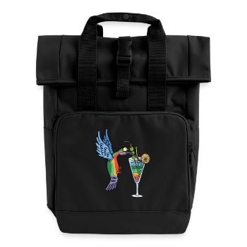 Oiseau-mouche et cocktail - Sac à dos Roll Top à deux anses - noir - Devant