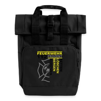 Feuerwehr 112 Retten Löschen Bergen Schützen - Rolltop Rucksack mit zwei Griffen - Schwarz - Vorne
