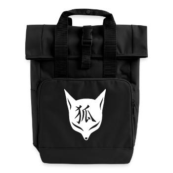 Weißer Manga Fuchs - Rolltop Rucksack mit zwei Griffen - Schwarz - Vorne