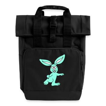 Rabbit | Rabbit | Vectorgraphic 3colors - Roll Top Backpack with Two Handles - black - Front