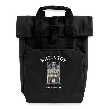 Kultiges Rheintor in Andernach - Rolltop Rucksack mit zwei Griffen - Schwarz - Vorne