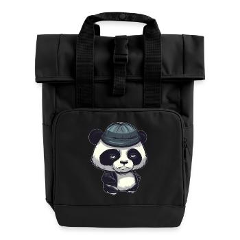 Ours panda cool avec chapeau de laine - Sac à dos Roll Top à deux anses - noir - Devant