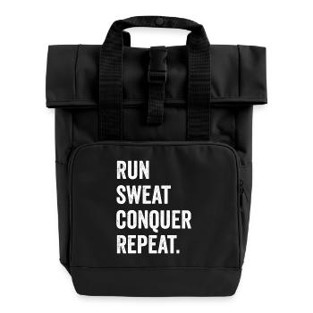Courir. Sueur. Conquérir. Répéter. - Sac à dos Roll Top à deux anses - noir - Devant