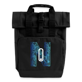 No N letter Name No line fine on Geo terrain - Roll Top Backpack with Two Handles - black - Front