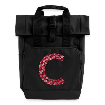 Letter C - Kiss tshirt - Roll Top Backpack with Two Handles - black - Front