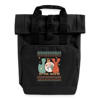Ugly Christmas Sweater - Roll Top Backpack with Two Handles - black - Front