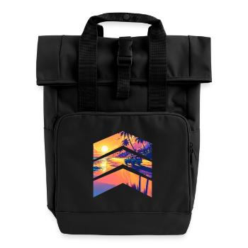 Été plages palmier surf - Sac à dos Roll Top à deux anses - noir - Devant