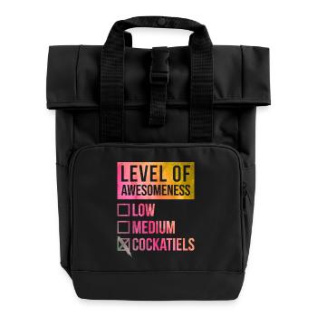 Cockatiel - Roll Top Backpack with Two Handles - black - Front