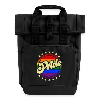 Pride Design Vintage LGBT arc-en-ciel cercle et étoiles - Sac à dos Roll Top à deux anses - noir - Devant