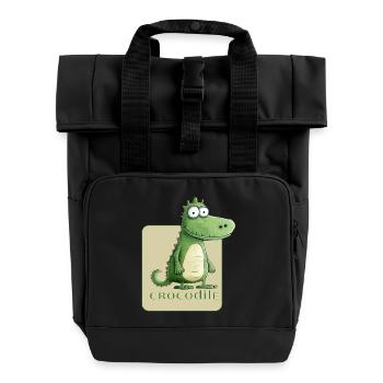Lustiger Krokodil-Charakter - Rolltop Rucksack mit zwei Griffen - Schwarz - Vorne