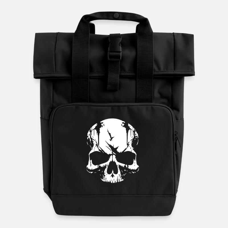 Crâne Pirate Rebelle - Sac à dos Roll Top à deux anses - noir