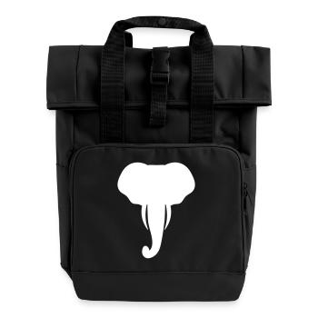 Cooler Elefantenkopf Geschenk - Rolltop Rucksack mit zwei Griffen - Schwarz - Vorne