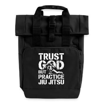 Experience discipline in grappling - Roll Top Backpack with Two Handles - black - Front