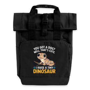 Lustige winzige Dinosaurier-Eidechse - Rolltop Rucksack mit zwei Griffen - Schwarz - Vorne