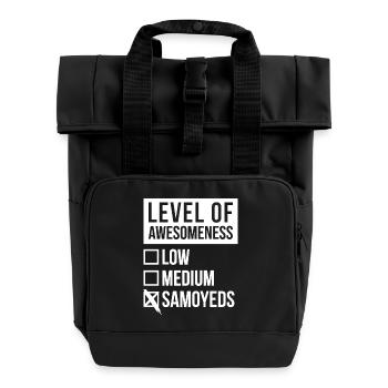 Samoyed - Roll Top Backpack with Two Handles - black - Front