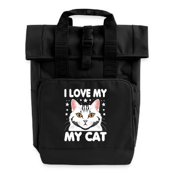 I love my cat - Roll Top Backpack with Two Handles - black - Front