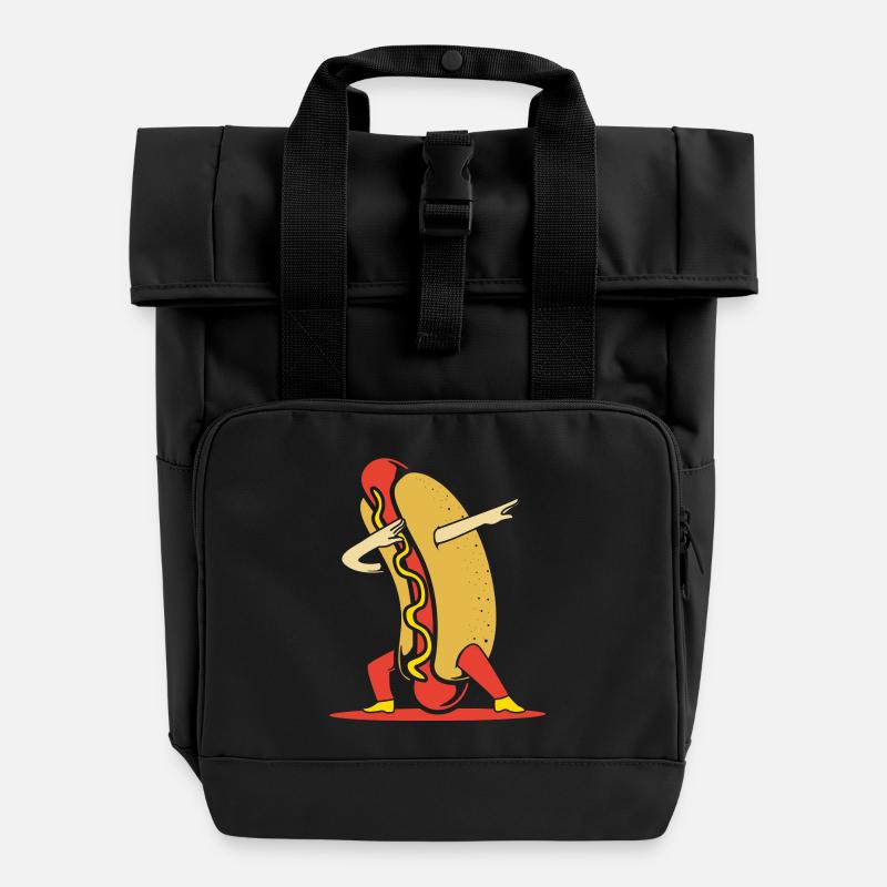 Collation hot-dog - Sac à dos Roll Top à deux anses - noir