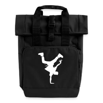 Breakdance - Rolltop Rucksack mit zwei Griffen - Schwarz - Vorne
