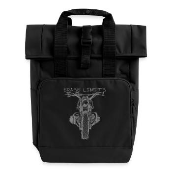 GRENZEN AUFHEBEN. FREIE FAHRT. - Rolltop Rucksack mit zwei Griffen - Schwarz - Vorne
